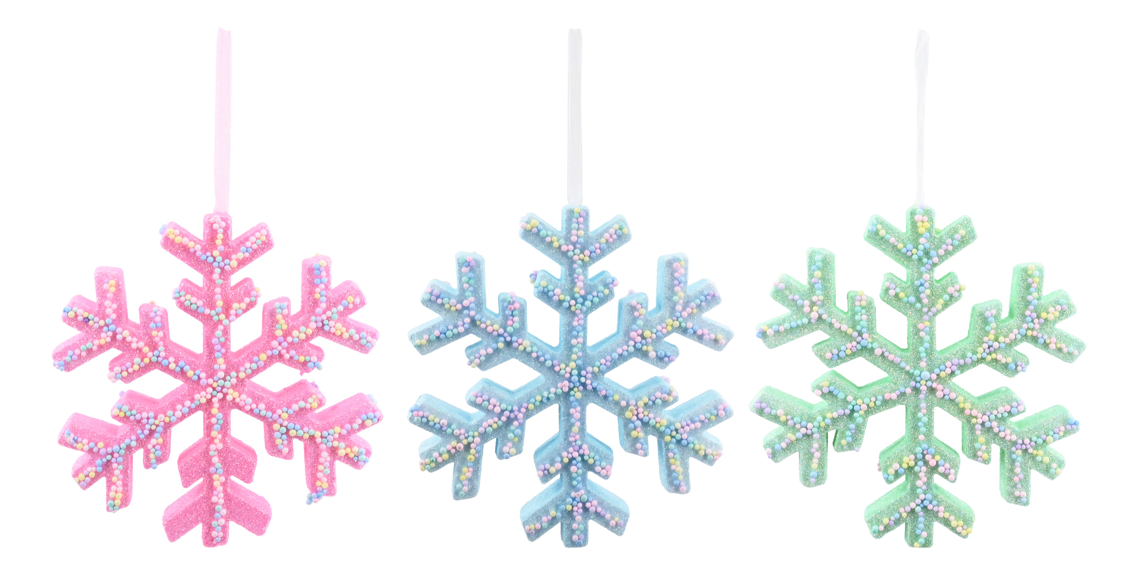 Hanging sprinkle Pastel Snowflake 19cm Asst