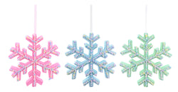 Hanging sprinkle Pastel Snowflake 19cm Asst