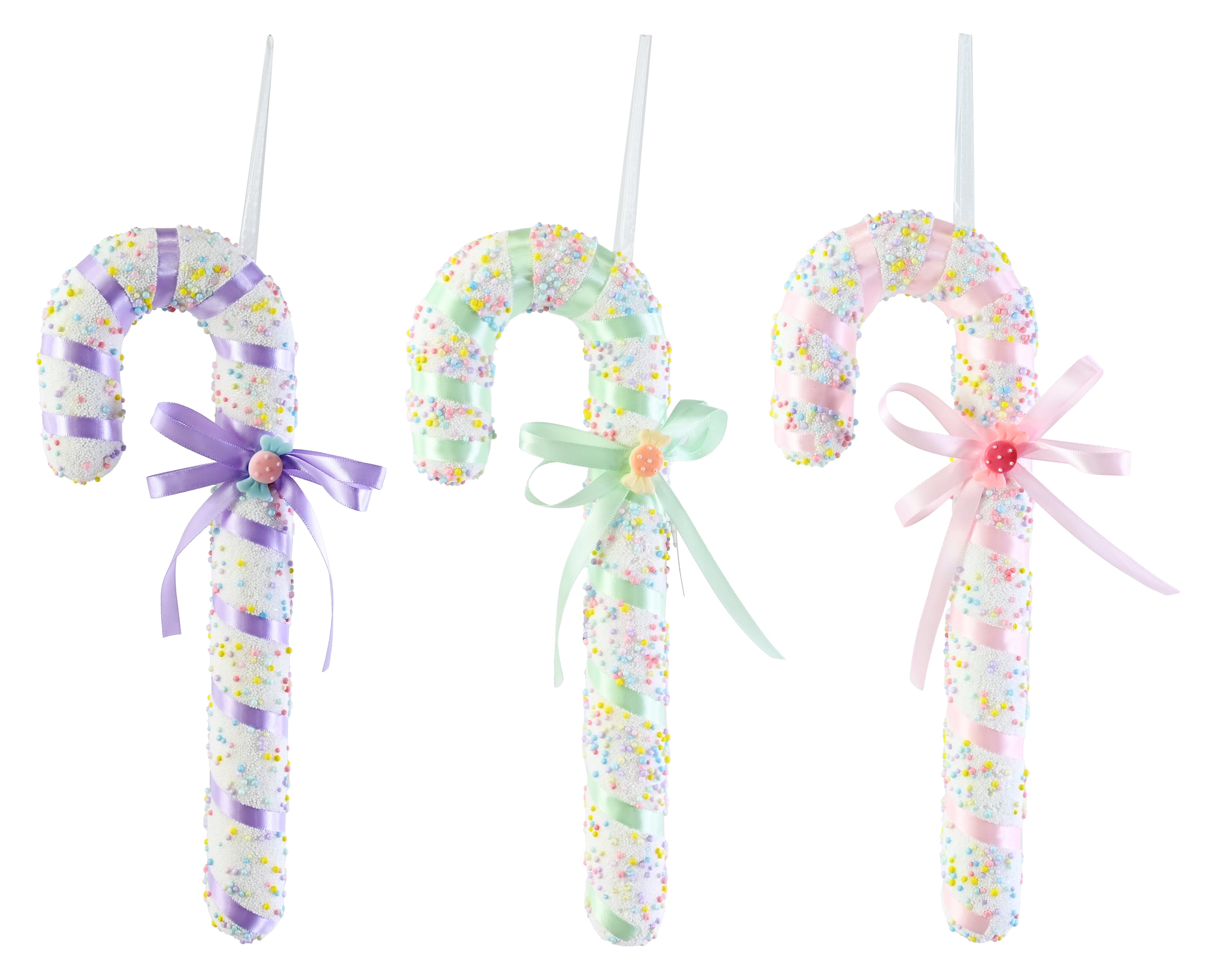 Hanging sprinkle Ribbon Candy cane 33cm Asst