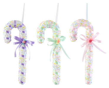 Hanging sprinkle Ribbon Candy cane 33cm Asst