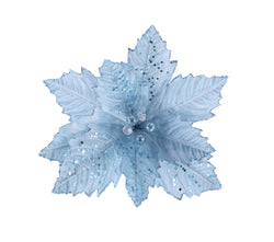 Iridescent Sequins Poinsettia Stem Asst 40cm