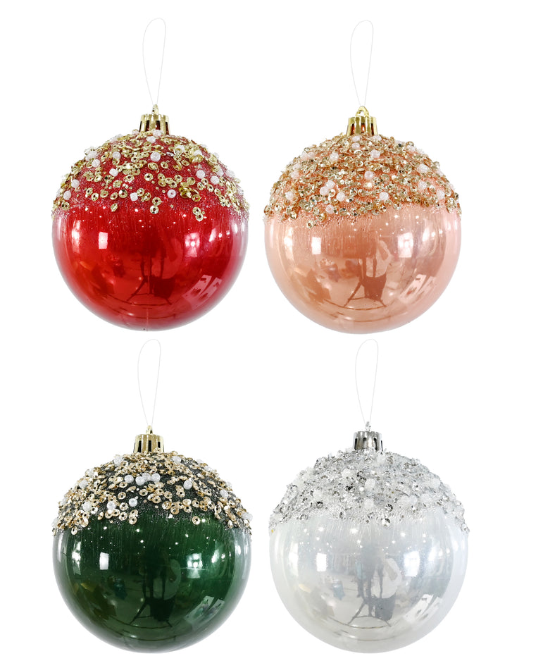 Glossy Sequin Bauble 8cm Asst