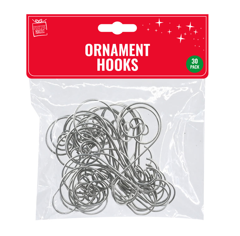 Bauble Ornament Hooks Green and silver asst sizes