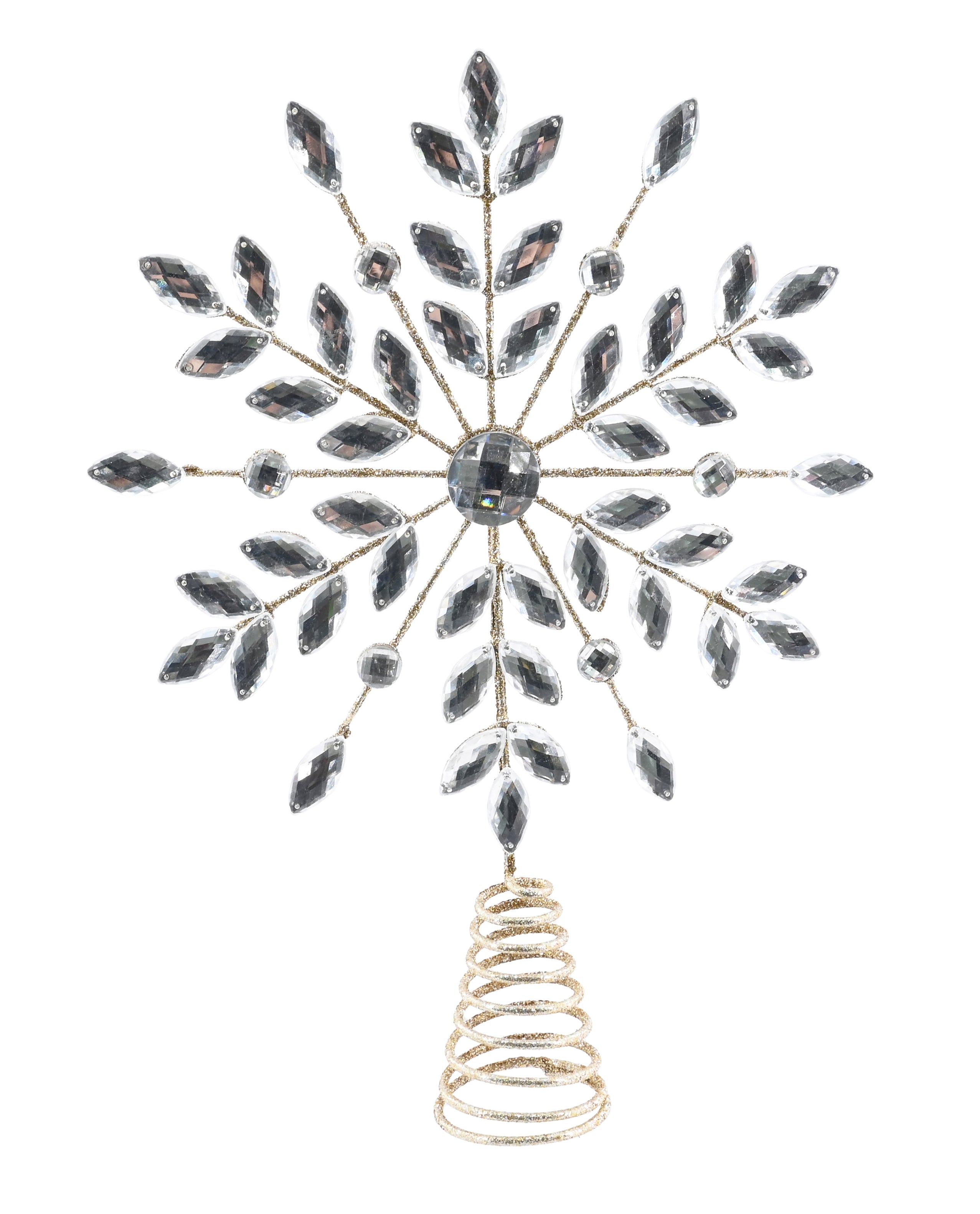 Tree Topper Crystal Snowflake 22cm wire stars asst star topper