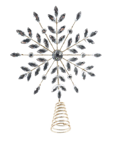 Tree Topper Crystal Snowflake 22cm wire stars asst star topper