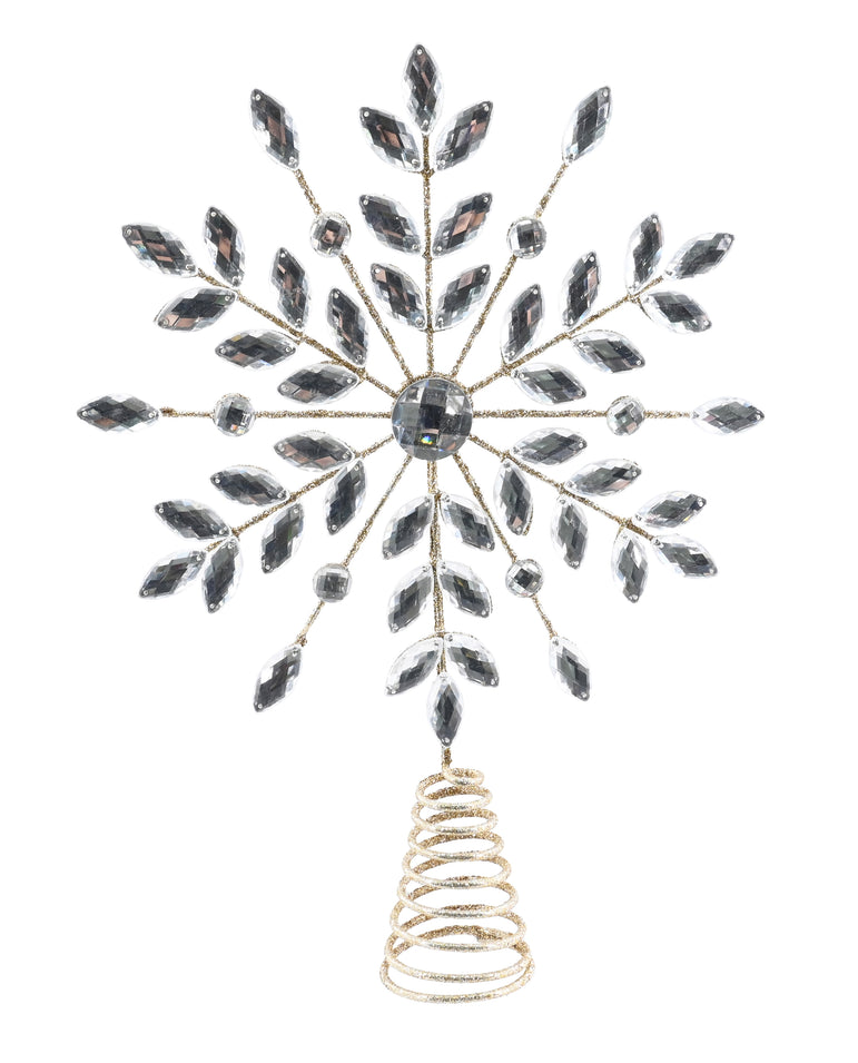 Tree Topper Crystal Snowflake 22cm wire stars asst star topper