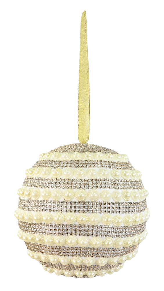 Champagne Rhinestone and Pearl Bead Bauble 15cm and 20cm asst