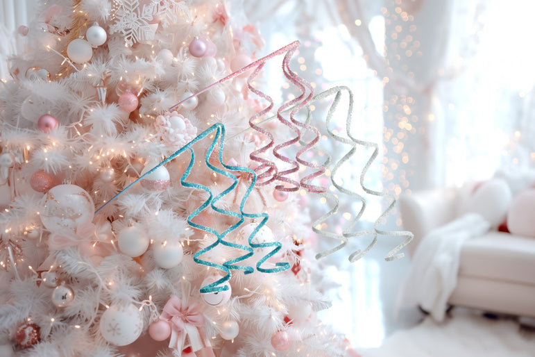 Iridescent Tinsel Spiral Pick 60cm Asst
