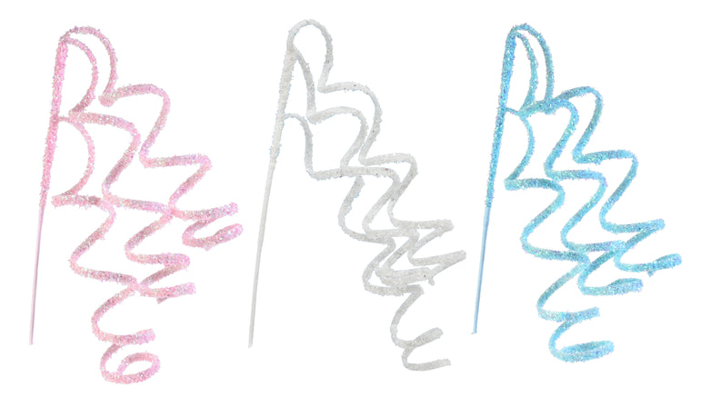 Iridescent Tinsel Spiral Pick 60cm Asst