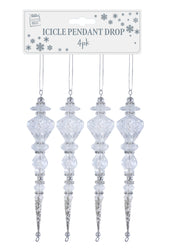 Hanging Snowflake Drop 20cm Asst / icicle pendant drops 16.5 cm
