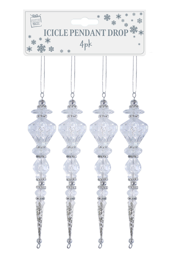 Hanging Snowflake Drop 20cm Asst / icicle pendant drops 16.5 cm