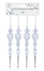 Hanging Snowflake Drop 20cm Asst / icicle pendant drops 16.5 cm