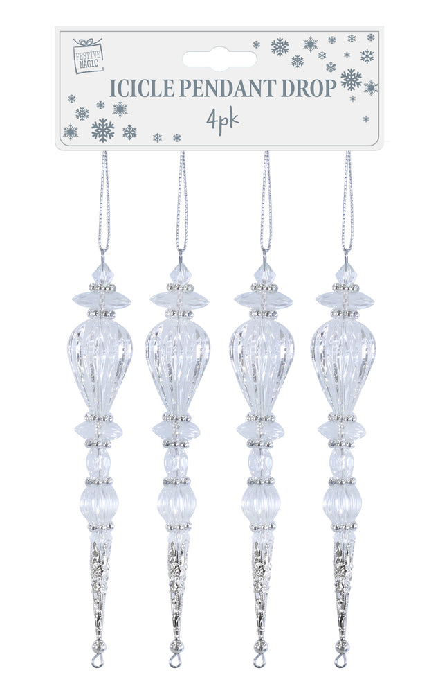 Hanging Snowflake Drop 20cm Asst / icicle pendant drops 16.5 cm