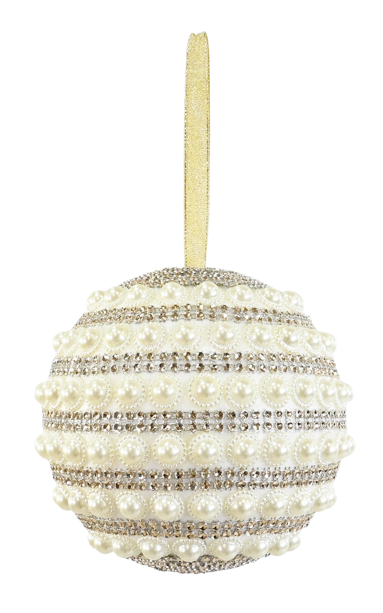 Champagne Rhinestone and Pearl Bead Bauble 15cm and 20cm asst