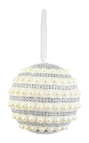 Champagne Rhinestone and Pearl Bead Bauble 15cm and 20cm asst