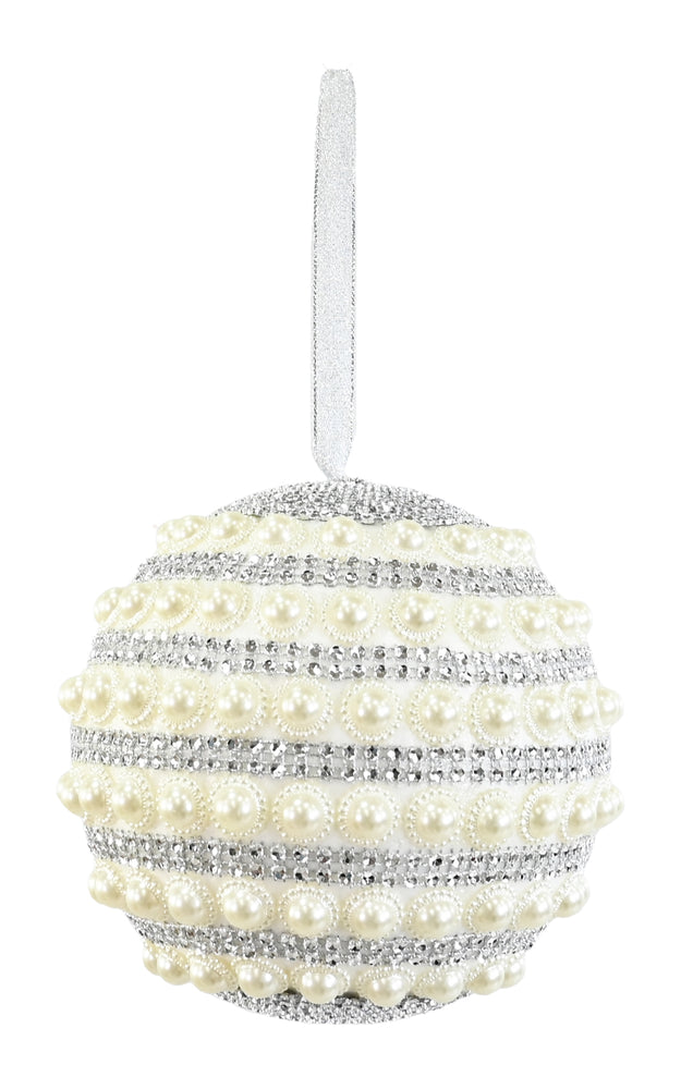 Champagne Rhinestone and Pearl Bead Bauble 15cm and 20cm asst