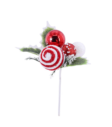 Candycane Leaf Deco Pick 18cm