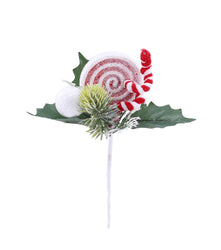 Candycane Leaf Deco Pick 18cm