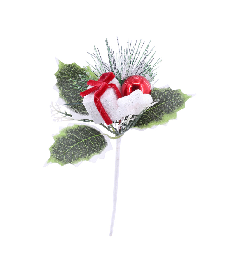 Candycane Leaf Deco Pick 18cm
