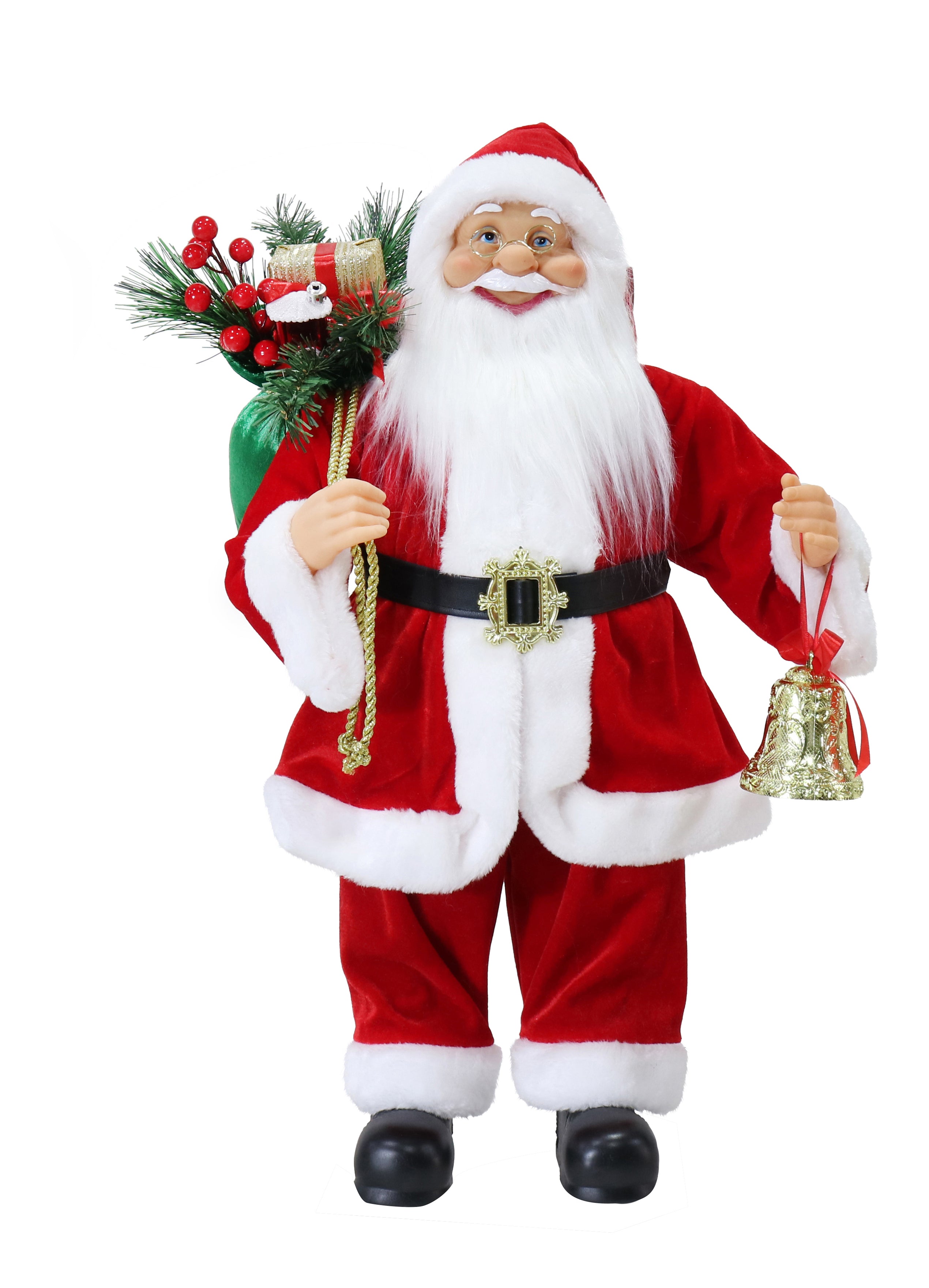 Santa Figure Velvet Red/Burgundy 60cm Asst