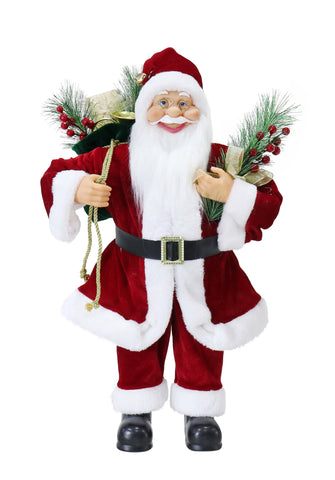 Santa Figure Velvet Red/Burgundy 60cm Asst