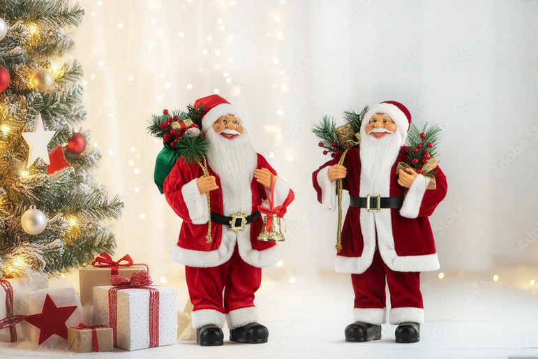 Santa Figure Velvet Red/Burgundy 60cm Asst