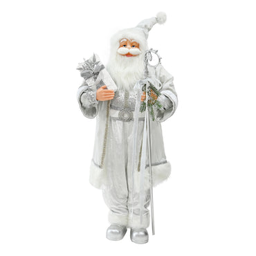 Santa Statue Luxury Silver (120cm)