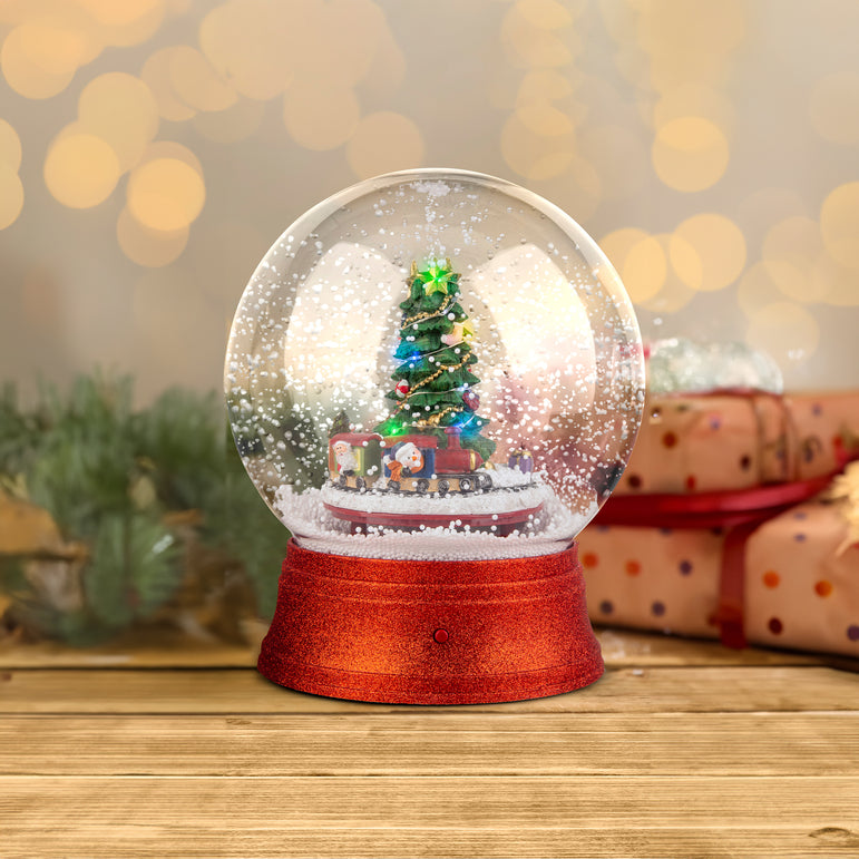 LED Musical Spinning Snow Globe (Red)