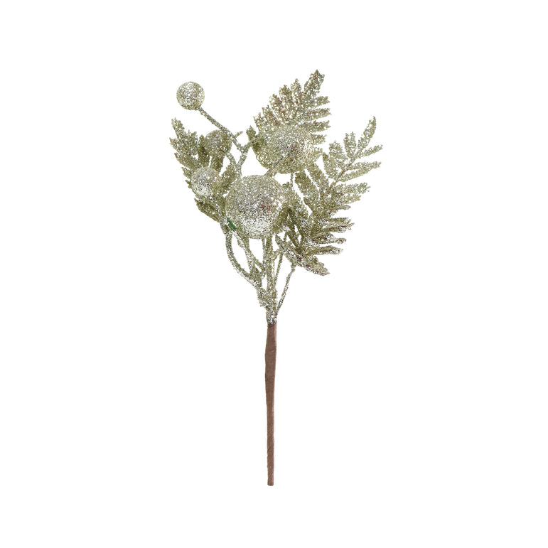 Glitter Baubles Fern Pick