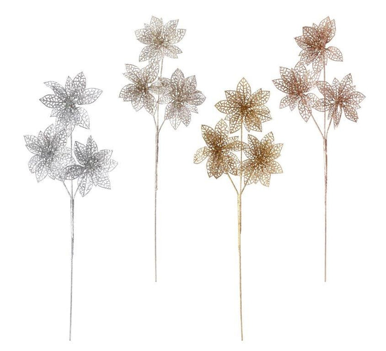 Matte Metallic Poinsettia Spray