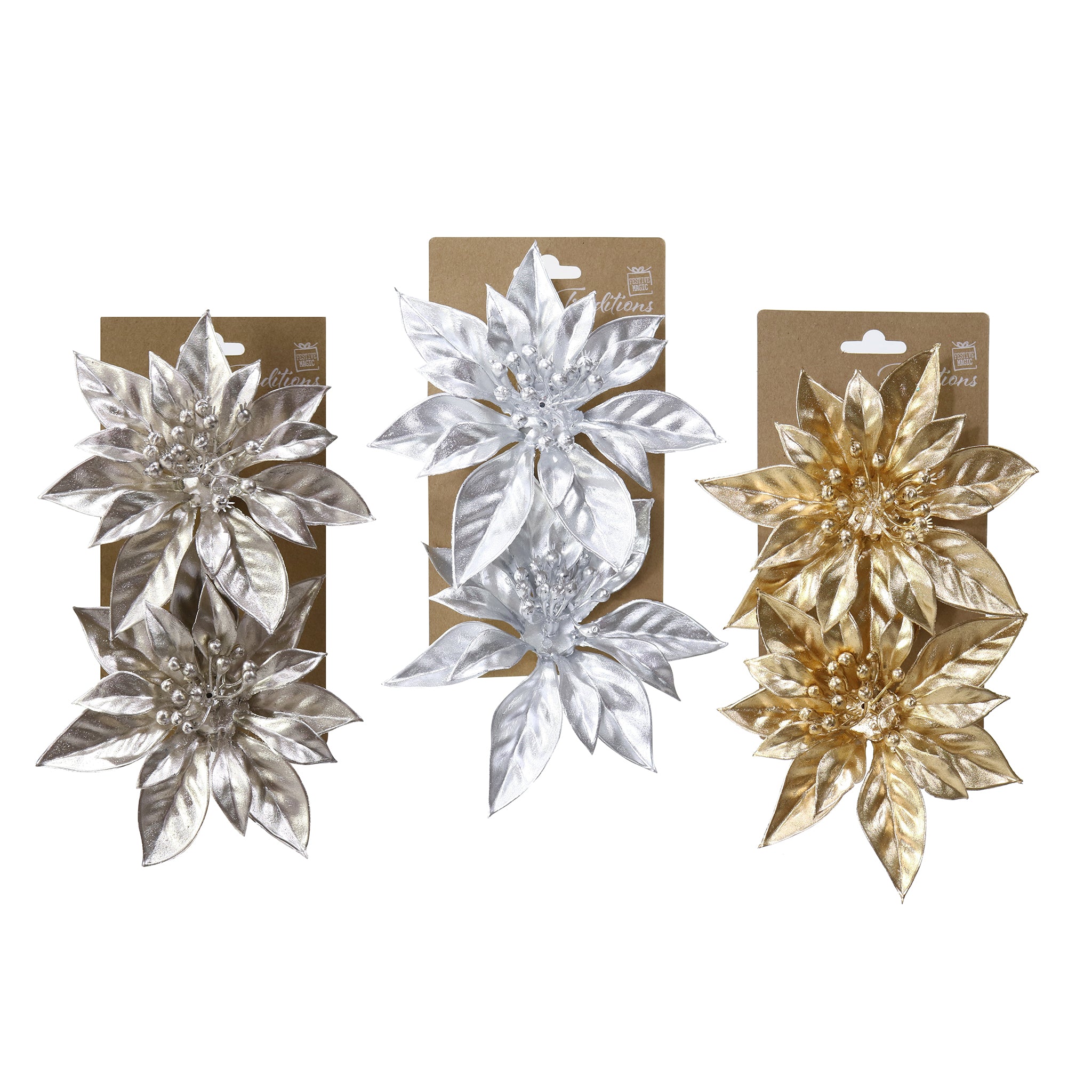 Clip Matte Metallic Poinsettia (2pk)