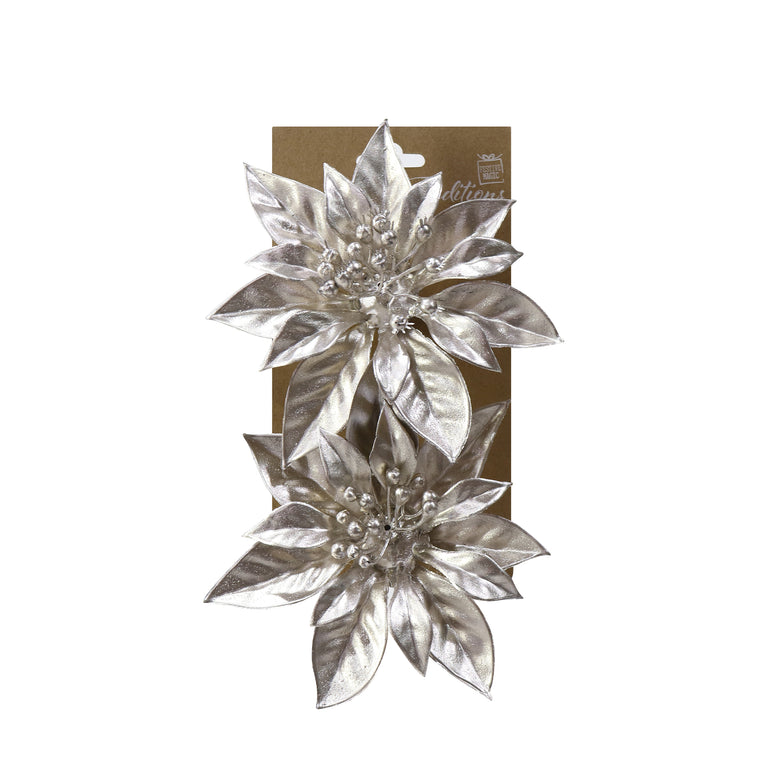 Clip Matte Metallic Poinsettia (2pk)