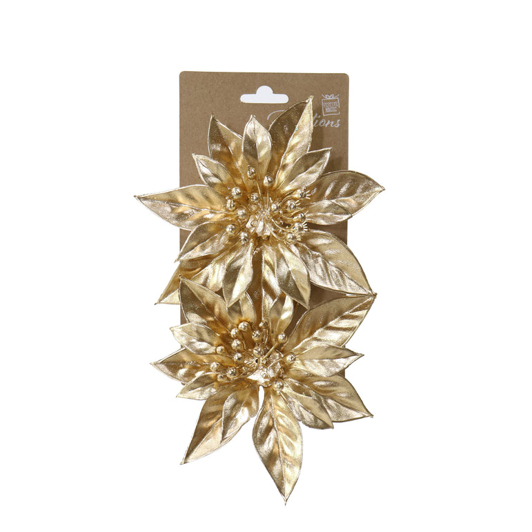 Clip Matte Metallic Poinsettia (2pk)