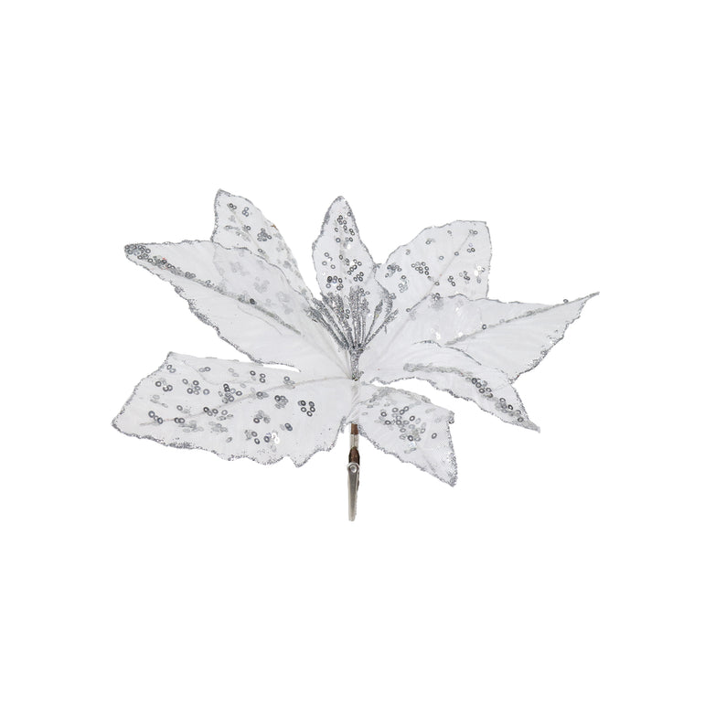 Clip Poinsettia Sheer Metallic