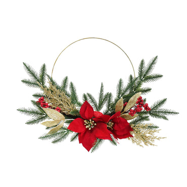 Wire Half Wreath Poinsettia