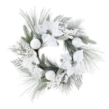 White Snow Poinsettia Wreath