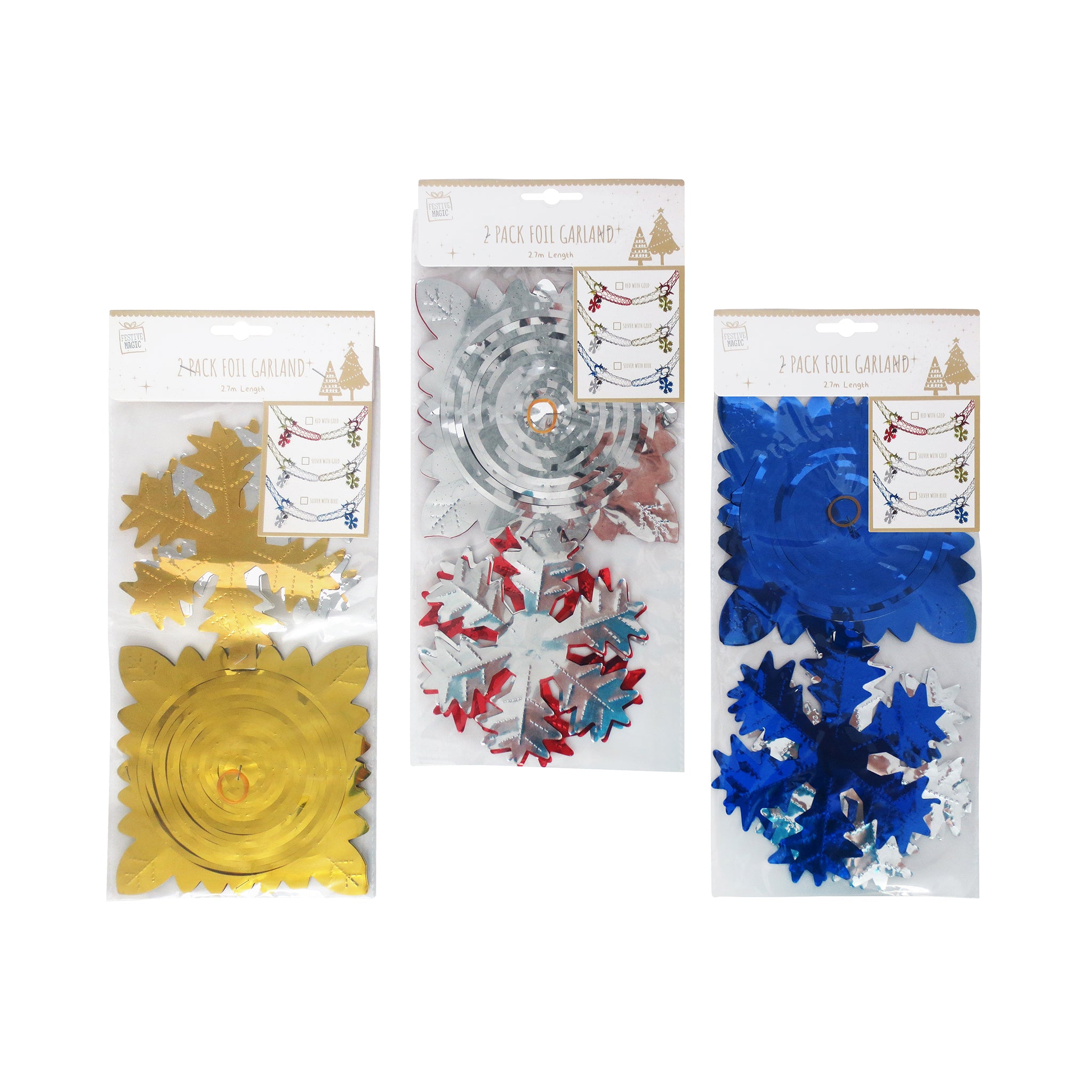 Foil Garland Snowflakes (2pk)