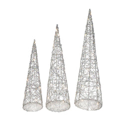 Glitter Wire Cone Tree (3pc)