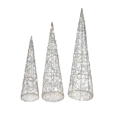 Glitter Wire Cone Tree (3pc)