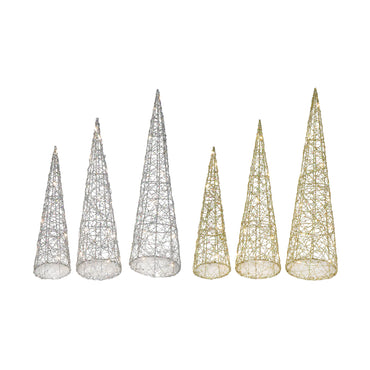 Glitter Wire Cone Tree (3pc)