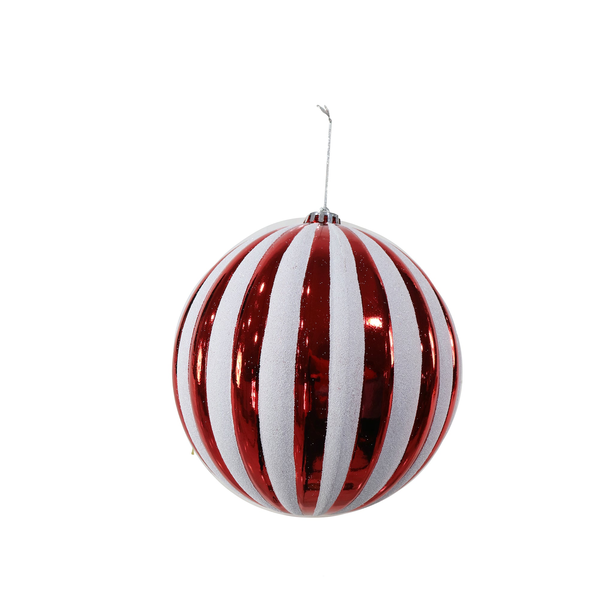 Candy Cane Ribbed Bauble