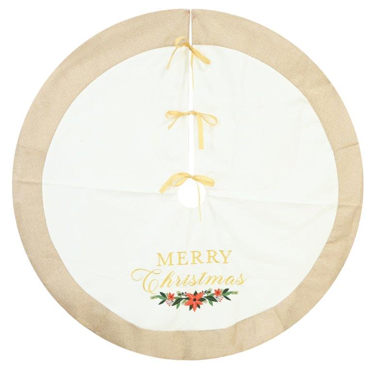 Cream Poinsettia Tree Skirt 120cm