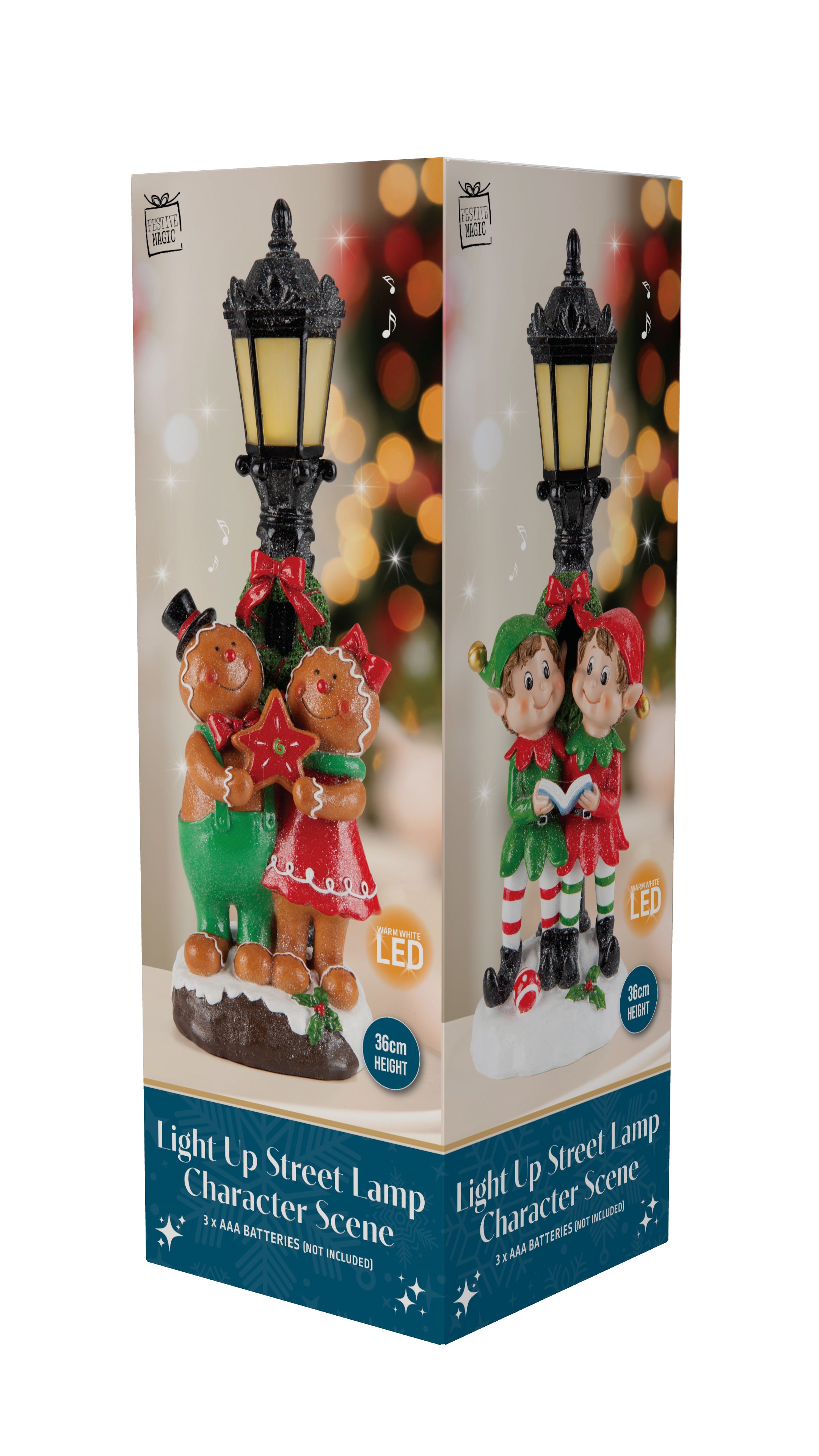 Light Up Street Lamp Two Figure Scene 36cm Asst