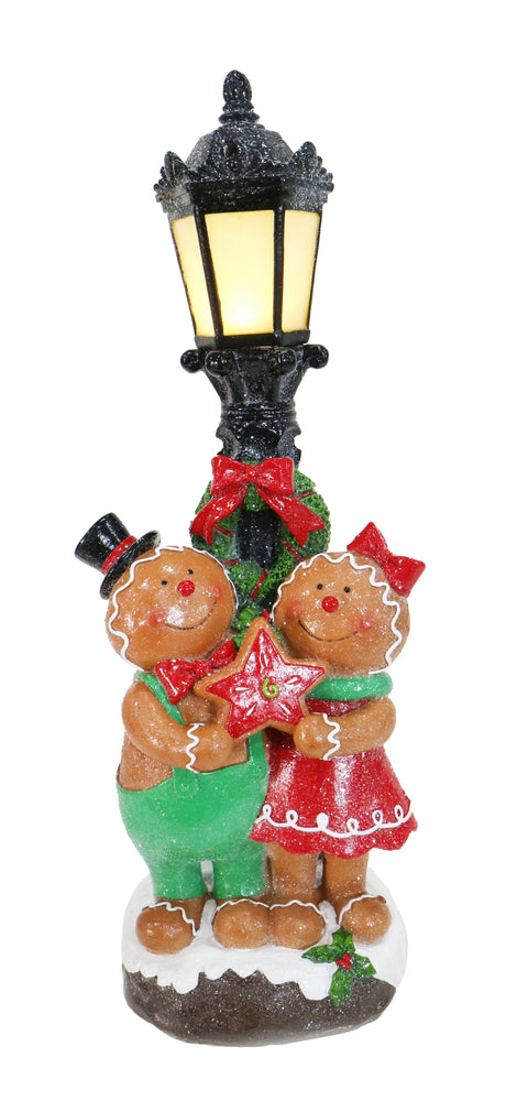 Light Up Street Lamp Two Figure Scene 36cm Asst