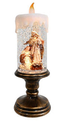 Glitter Swirl Nativity Pedestal Candle