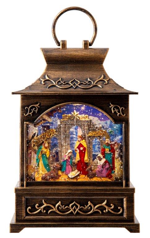 Glitter Swirl Musical Nativity Backdrop Lantern USB