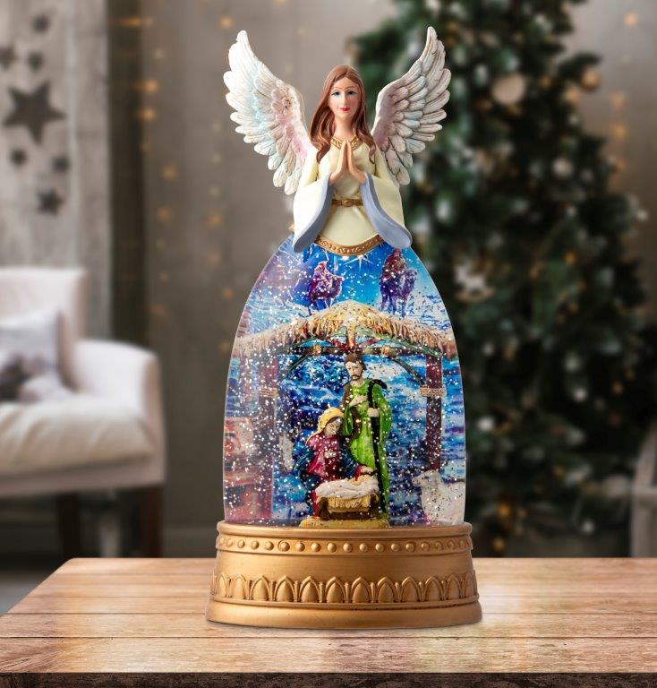 Glitter Swirl Musical Angel Nativity Scene