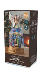 Glitter Swirl Musical Angel Nativity Scene