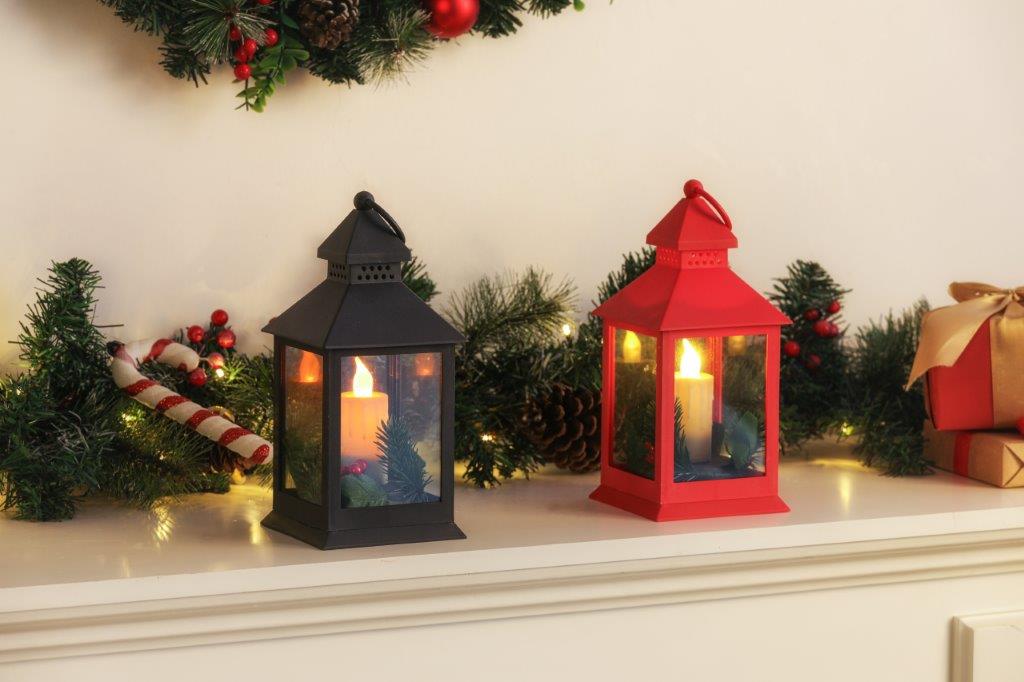 LED Taper Candle Lantern with Decoration