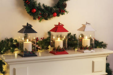 LED Pillar Candle Lantern With Berries
